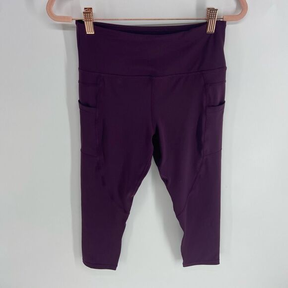 Zyia Active Women's Purple Side Pocket Cropped Capri Leggings Size 6-8 - Picture 1 of 5
